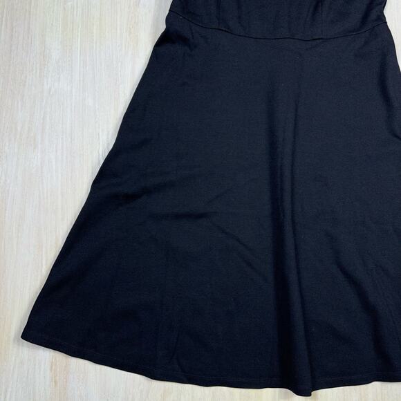 Talbots Black Sleeveless Scallop Neck Ponte Knit Dress Size 6 - Picture 5 of 15